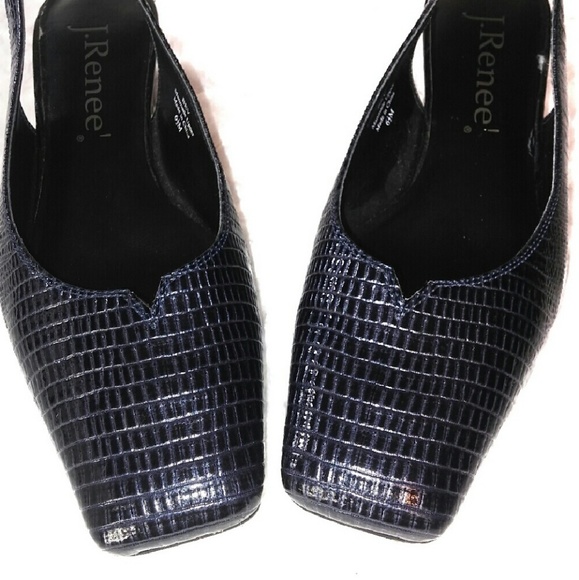 J. Renee Bev Midnight Square Toe Sling Back Heels - Picture 6 of 8